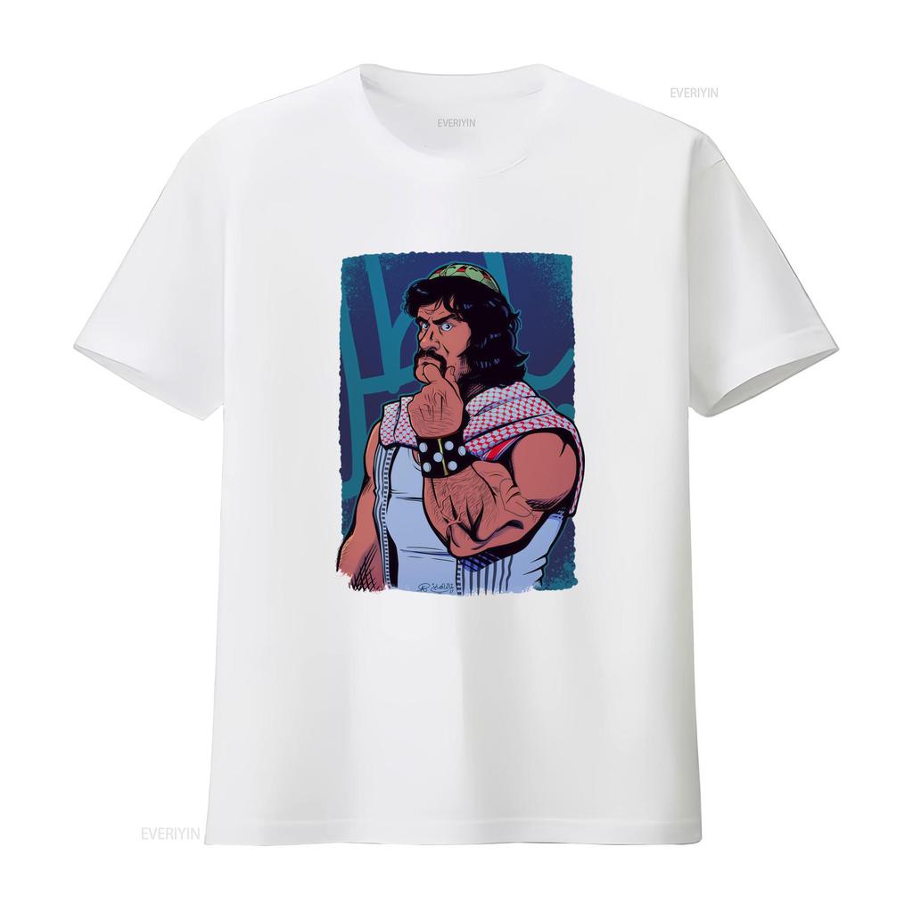 Retro Cartoon Classic Wrestler Print Casual Streetwear T Shirt vintage Washed Breathable Stylish streetwear Comfortable