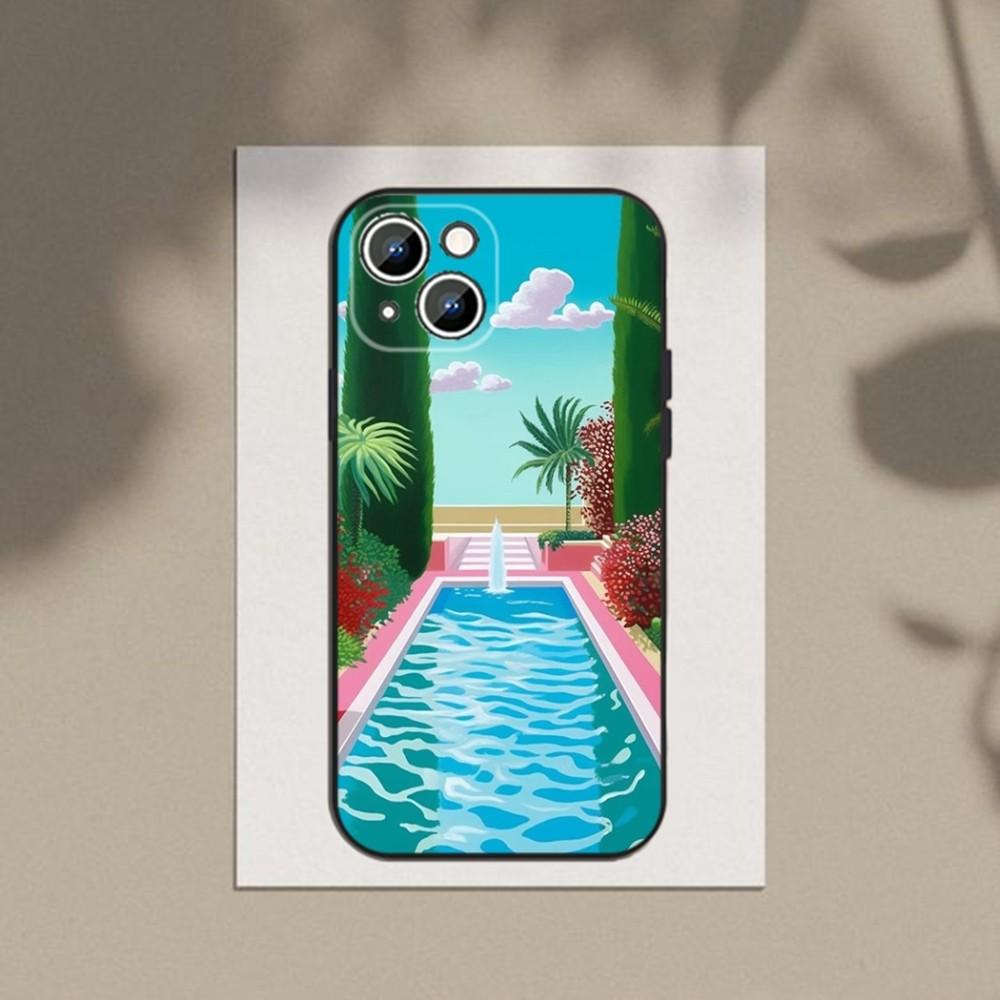 D-David-Hockney Art Phone Case Phone Case For Apple iPhone 15,14,13,12,11,XS,XR,X,8,7,Pro,Max,Plus,mini Silicone Black Cover