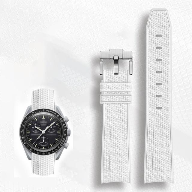 Cinturino Avanzato in Gomma per Orologi Rolex Omega X Swatch Joint MoonSwatch Constellation Sports Cinturino da 20mm Banda con Estremità Curva