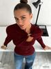 Women's Long-Sleeve Asymmetrical Draped T-Shirt with Metal Buckle for Autumn/Winter