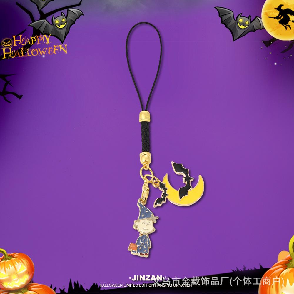 Halloween Skull & Ghost Pumpkin Keychain Ornament