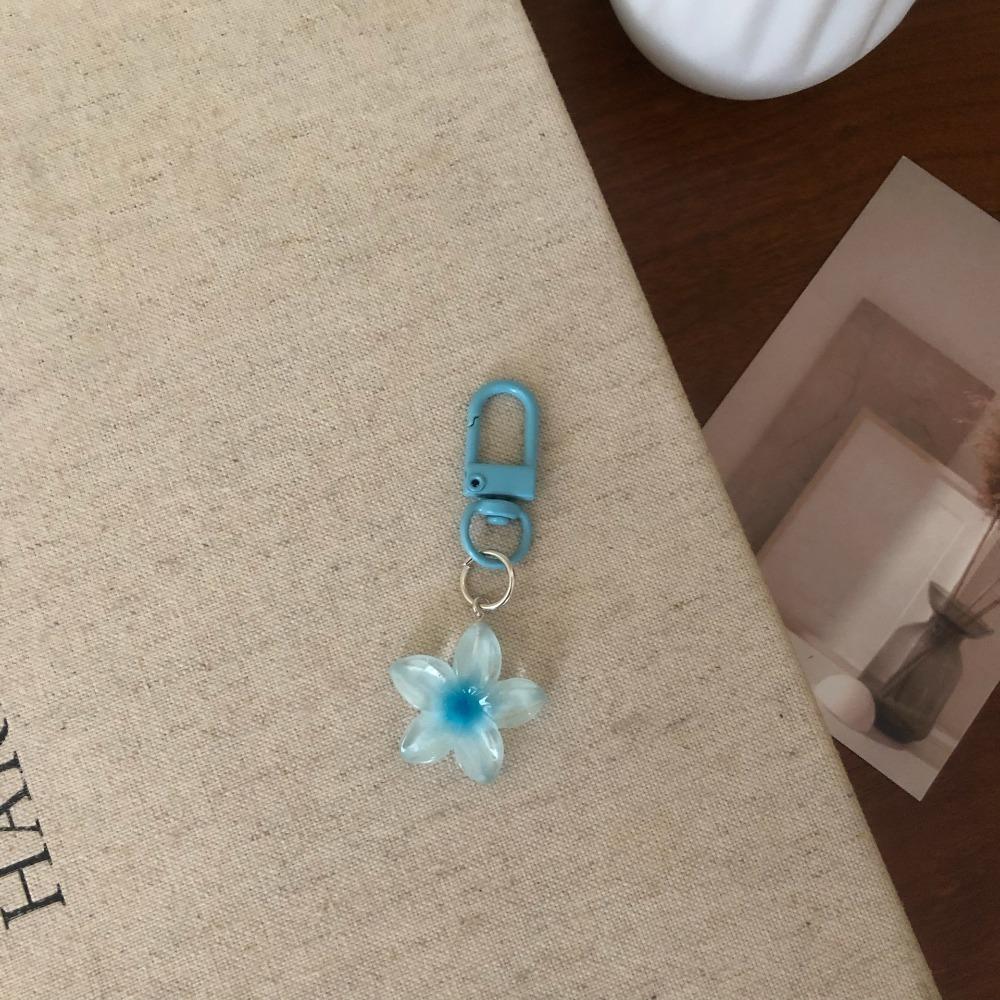 1/5Pcs New Sweet Colorful Flower Keychain Hanging Jewelry Resin Car Key Ring Pendant Rope Decoration Bag Decoration Girls