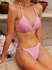 Solid Ruched Tie Sexy Two Piece Bikini Elegant Comfortable For Beach Vacation