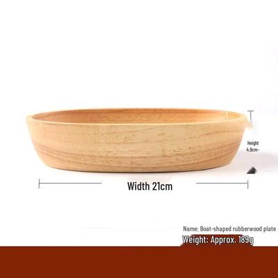 Rubber Wood Boat-Shaped Fruit Bowl