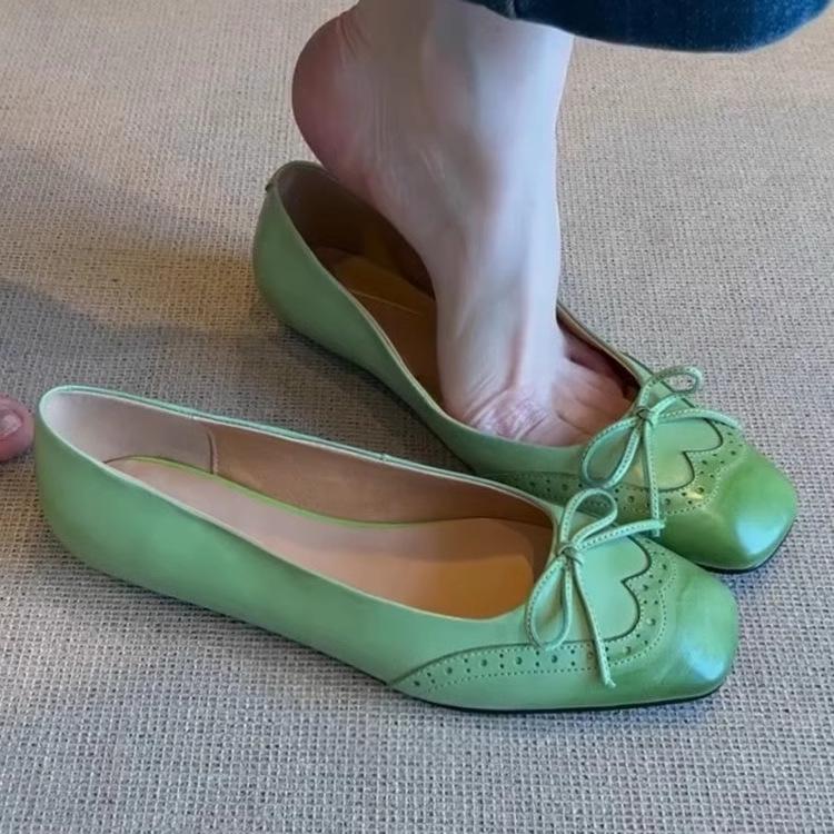 

Женские туфли-лодочки из мягкой кожи, лето 2025, новая модель, квадратный носок, черный толстый каблук, бант, красивые рабочие туфли 40