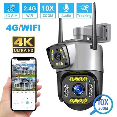 2024 Nowa kamera IP z podwójnym obiektywem 4G/WiFi 8MP 4K Kamera monitorująca Bezprzewodowa zewnętrzna Inteligentny dom Noktowizor V380 Cyfrowy Zoom Kamera CCTV