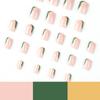 24 Pcs French Tip Press On Nail Short Square False Nail Swirl Acrylic Nail Green Full Cover Stick On Nail