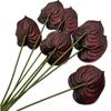 8pcs Artificial Anthurium Flower Branch Single Head Anthurium Andreanum Dakota Stem for Wedding Party Table Floral Decoration