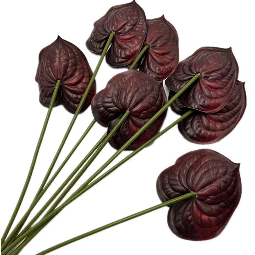 8pcs Artificial Anthurium Flower Branch Single Head Anthurium Andreanum Dakota Stem for Wedding Party Table Floral Decoration
