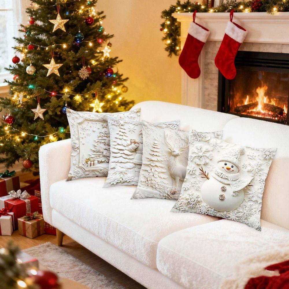 Taie d'oreiller Jour de Noël Polyester Housse amovible pour coussin Protection du rembourrage de l'oreiller Protège-taie d'oreiller Articles de fête