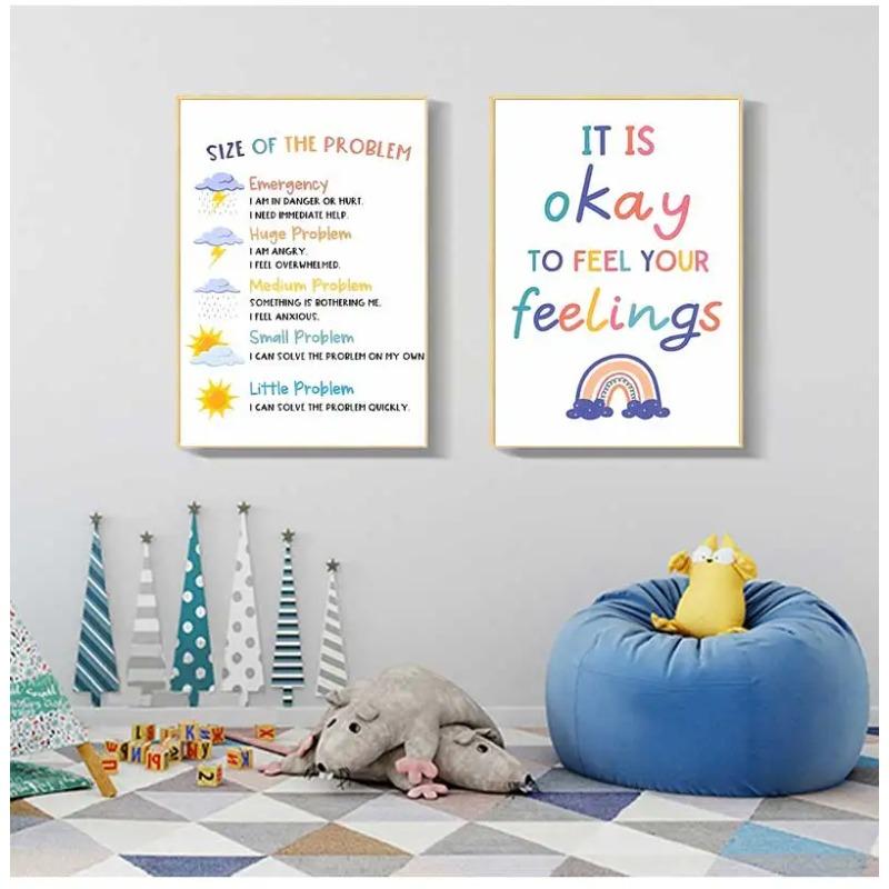 Pictură pe pânză de artă de perete pentru creșă, sănătate mintală, psihoterapie, poster nordic, imagini imprimate pentru camera copiilor, consilier, decor birou