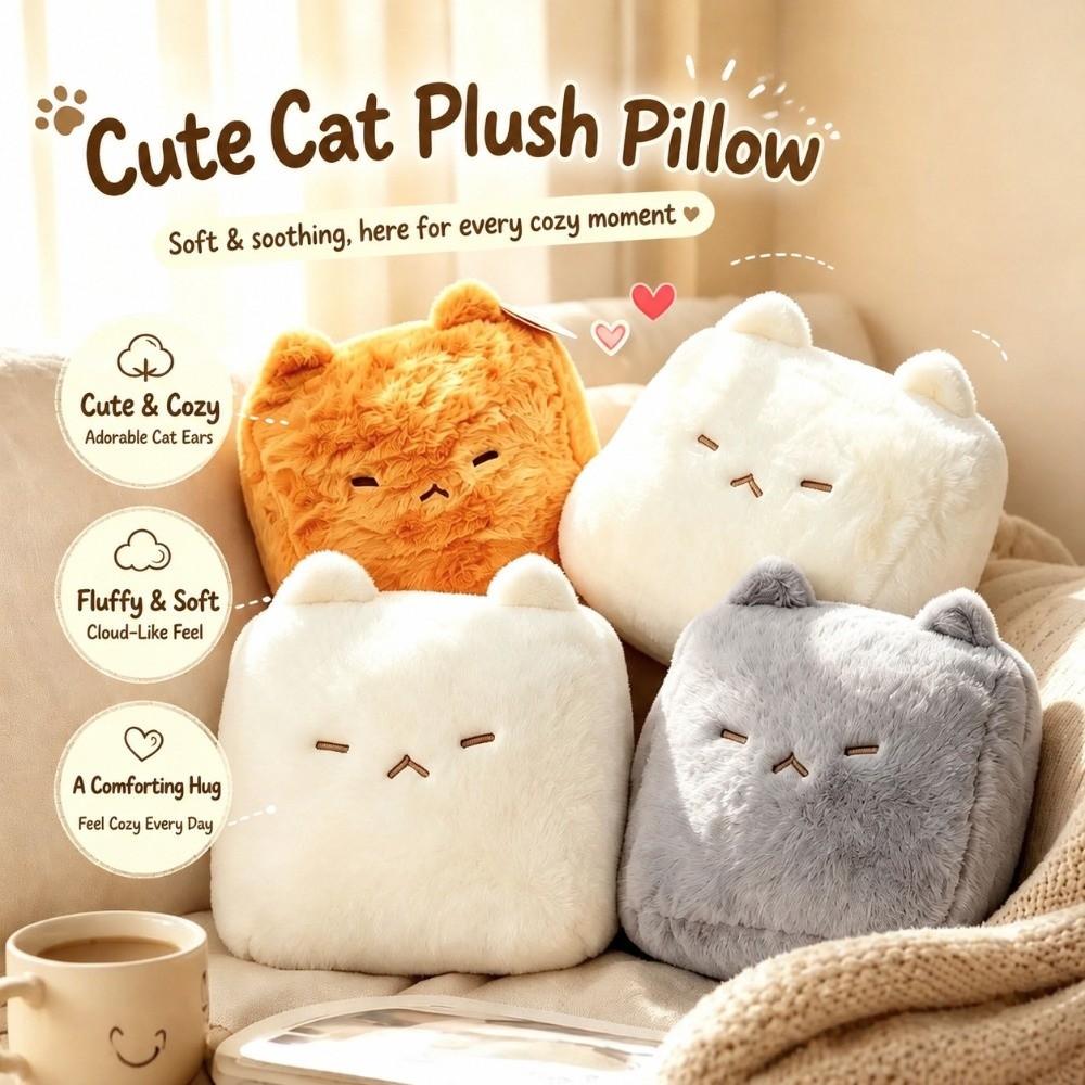 Plush Stinky Tofu Plush Toy Kawaii Cartoon Design Cat Plush Cushion Lying Cat Doll  Birthday Gift