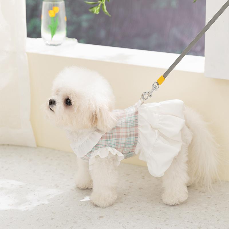 Checkered dog skirt - summer lightweight style - for small dogs and cats - pet clothing