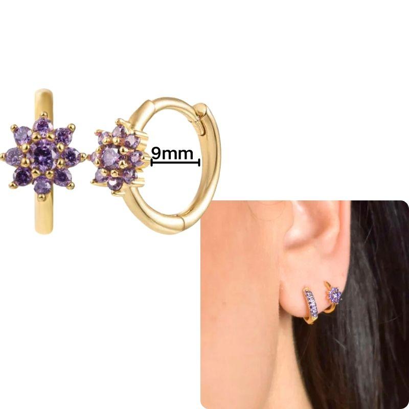 Damen 925 Silber Ohrstecker Lila Zirkon Ohrringe Creolen Lila Kristall Anhänger Ohrring Mode Hochzeits Schmuck