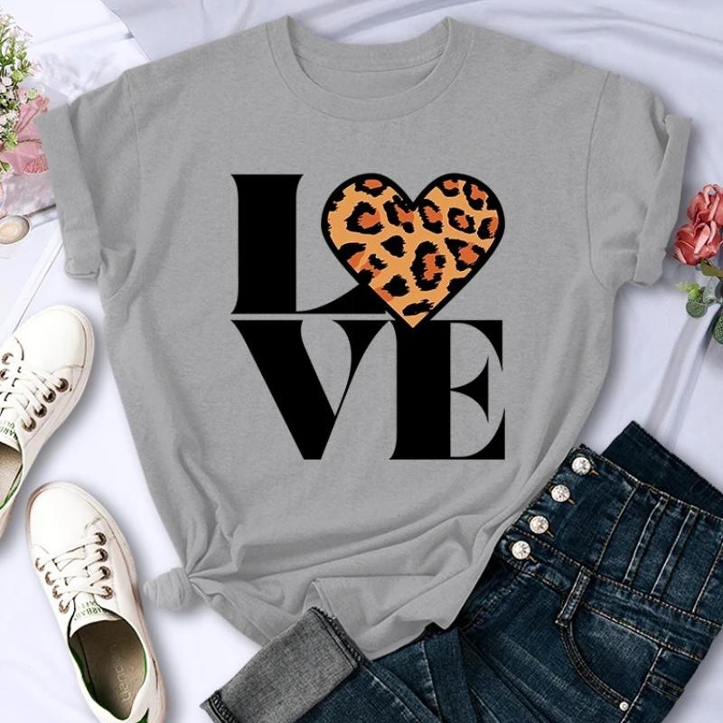 Vintage Leopard Love Forever Women T Shirt Fashion Casual Short Sleeve Hip Hop Cool Clothes Breathable Crewneck Tshirt FeUnisex