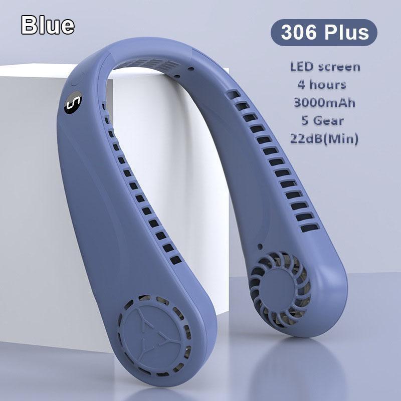 5 Speeds Portable Silent Neck Fan Bladeless Cooling Fan Headphone Design Personal Fan Adjustable Neck Fan for Travel Desk Bedroom