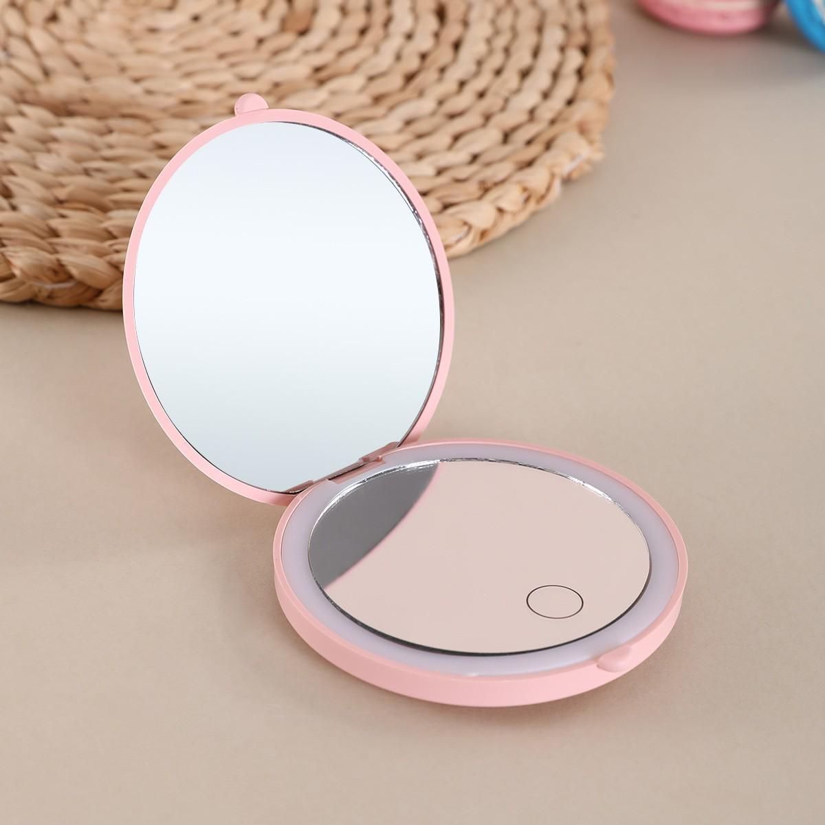 Portable LED Makeup Mirror with Fill Light - Foldable Travel Pocket Mirror