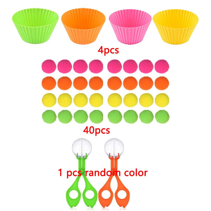 Montessori Early Education Children's Fine Movement Toys Rainbow TPR Soft Ball Color Sorting Math Counting Toddlers Board Game