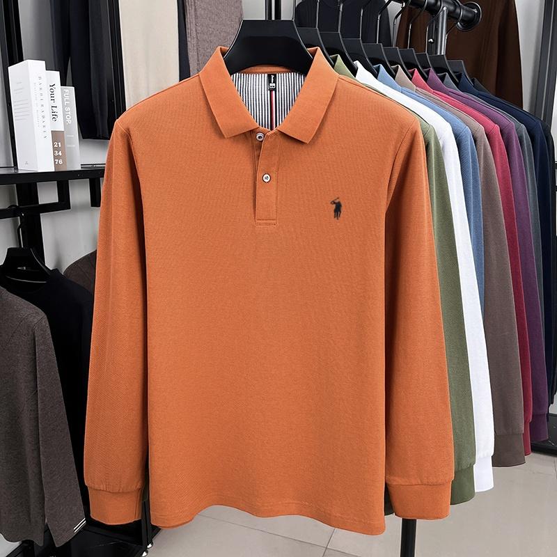 STORN 100% Pure Cotton High-end Brand Men's Long Sleeved Polo Shirt Autumn Fashion New Luxurious Pony Paul Embroidery Top Golf T-shirt