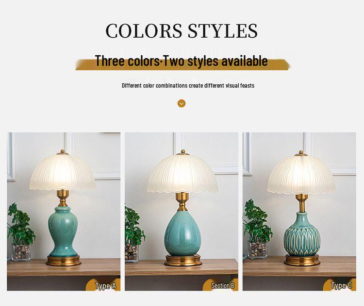 Retro American Ceramic Table Lamp: Modern Bedside Decoration for Master Bedroom