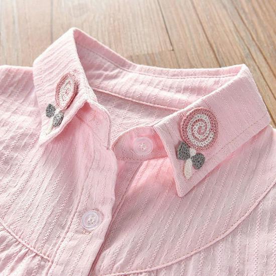 Girls' Cotton Lollipop Shirt - Spring/Autumn Korean-Style Doll Academic Fashion