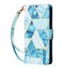 Applicable to iPhone16E mobile phone leather case 17Pro bronzing splicing marble card wallet holder portable rope