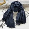 Autumn and Winter New Solid Color Blended Polyester and Cotton Scarf Women's Retro Dirty Dyed Striped Shawl Versatile Scarf Men