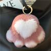 Kitten Paw Rex Rabbit Fur Keyring Pendant - Cute Plush Ball Bag Charm Birthday Gift