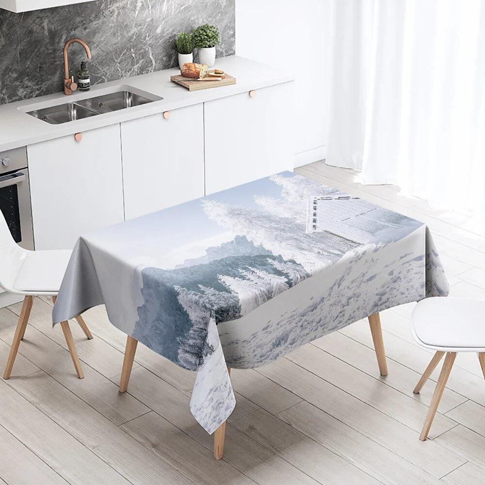 Winter snow tablecloth beautiful  anti-fouling waterproof rectangular kitchen table home decoration