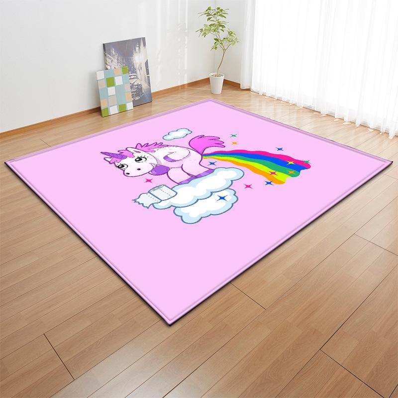 Cartoon Pink Rainbow Unicorn Carpet Soft Girl Room Rugs and Carpets for Home Living Room Cute Kids Bedroom Play Mat Home Decor