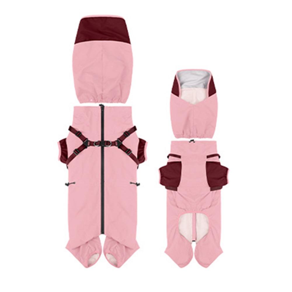 Waterproof Pet Dog Raincoat with Hat Lightweight Outdoor Dog Raincoat Four Legged Clothing Reflective Stripe Dog Rain Cape