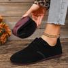 Fashion 2025 Spring/autumn New Women's Shoes Fashionable Round Toe Suede Flat Shoes Lightweight Shoelace Casual Sneakers Large Size 43