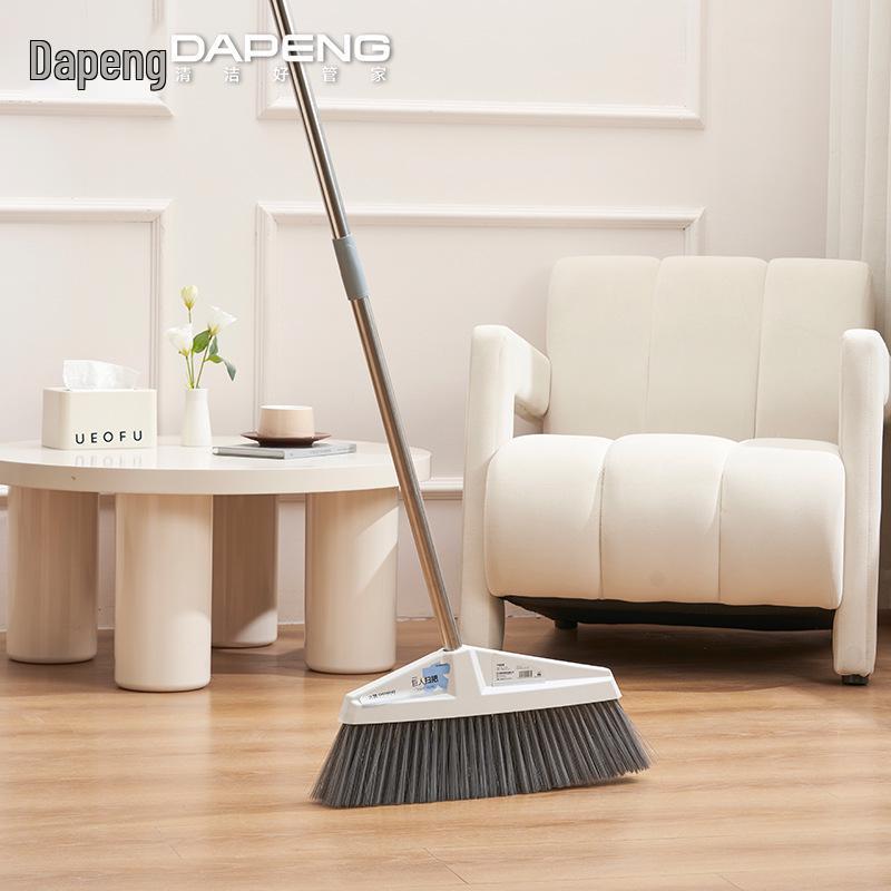 Heavy-Duty Outdoor Broom and Dustpan Set with Hard Bristles and Long Handle