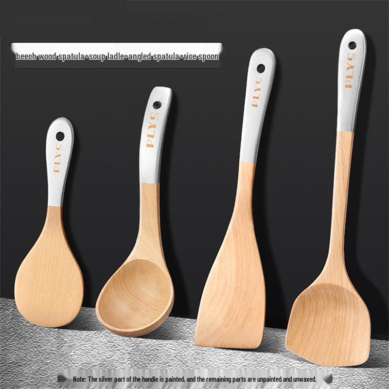 Beech Wood High-Temperature Resistant Spatula Set for Non-Stick Pans