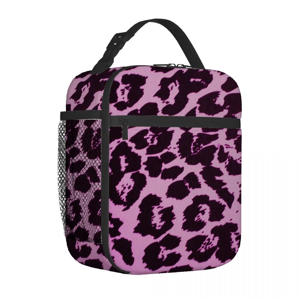 Leopard Print Portable Aluminum Foil Thickened Insulated Office Lunch Bag Waterproof Lunchs Bags Tote Bags