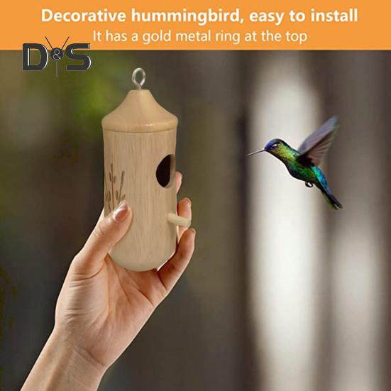 Wooden Hummingbird House for Outside Hanging Small Wildbird Nesting House for Outdoor Garden Porch Window Decor