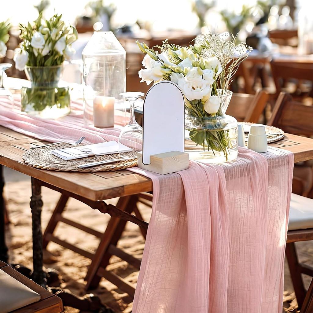 Dusty Pink Cheesecloth Table Runner, 10 FT Boho Rustic Cheese Cloth Gauze, 35x120 Inches Centerpieces Decor for Wedding Spring Easter Baby Bridal