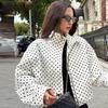 Polka Dot Jacket Women's Jackets Demi-Season Oversized Long Sleeve Top Outerwear Aviator Plus Size Zip Up Crop Coats