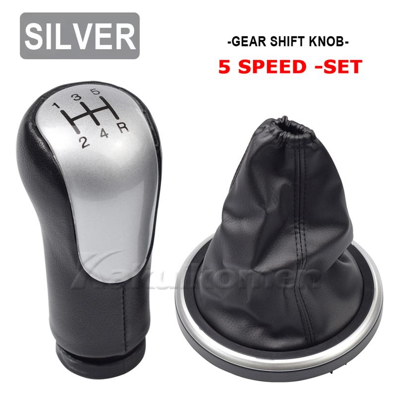 For Ford Fiesta Fusion Transit Connect 2002-2007 Manual 5/6 Speed Black Silver Gear Shift Knob Lever Gaitor Shifter Car Styling