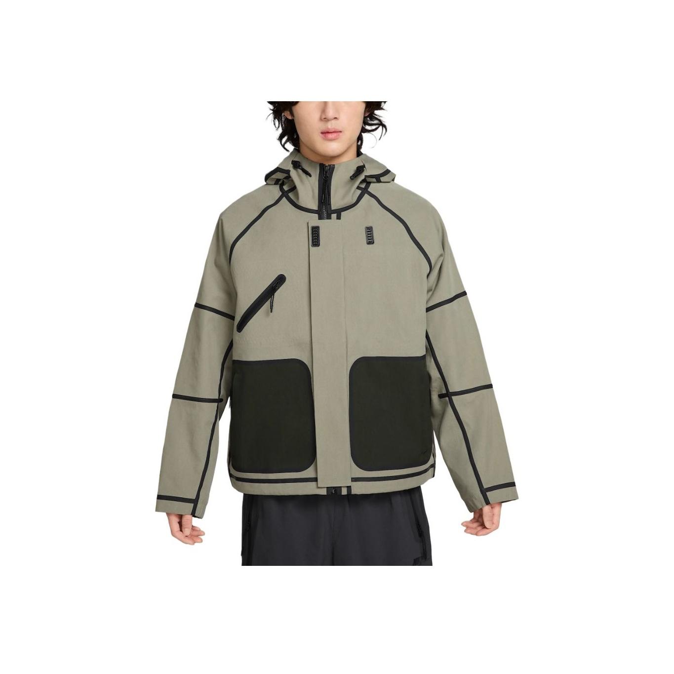 

Куртка Nike Tech Storm Fit с капюшоном, ветрозащитная, водонепроницаемая, свободная, с длинным рукавом, мужская, светло-армейского цвета, цвет зеленый, черный HM9474-320 2XL