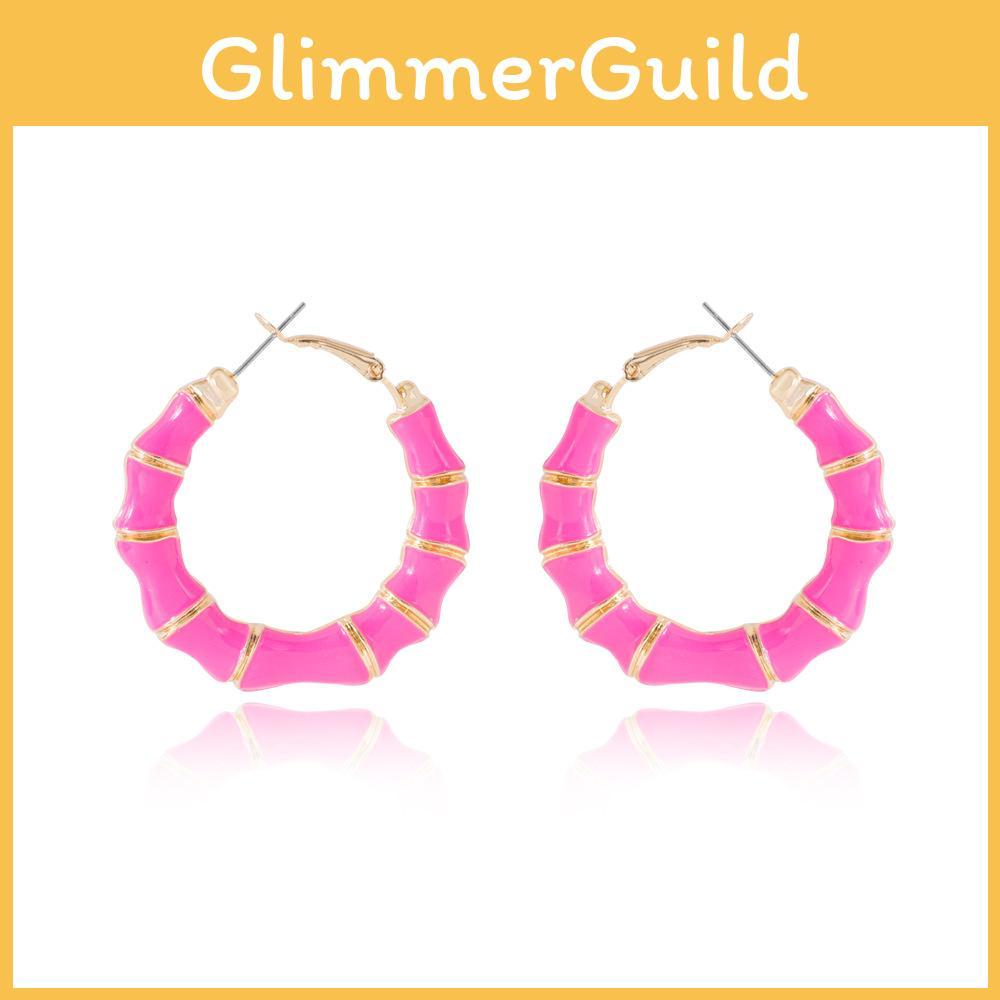 Pink Statement Fashionable Earrings For Women Modern Geometric Jewelry Alloy