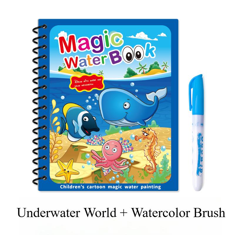 1PACK Magic Water Painting Book Children's Clear Water Repeated Graffiti Book Baby Painting Coloring Book Boys and Girls Children's Educational Toys