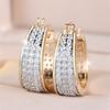 White Zircon Luxury Crystal Full Stone Hoop Earrings For Women Vintage Gold Color Ear Buckle Wedding Jewelry Engagement Gifts