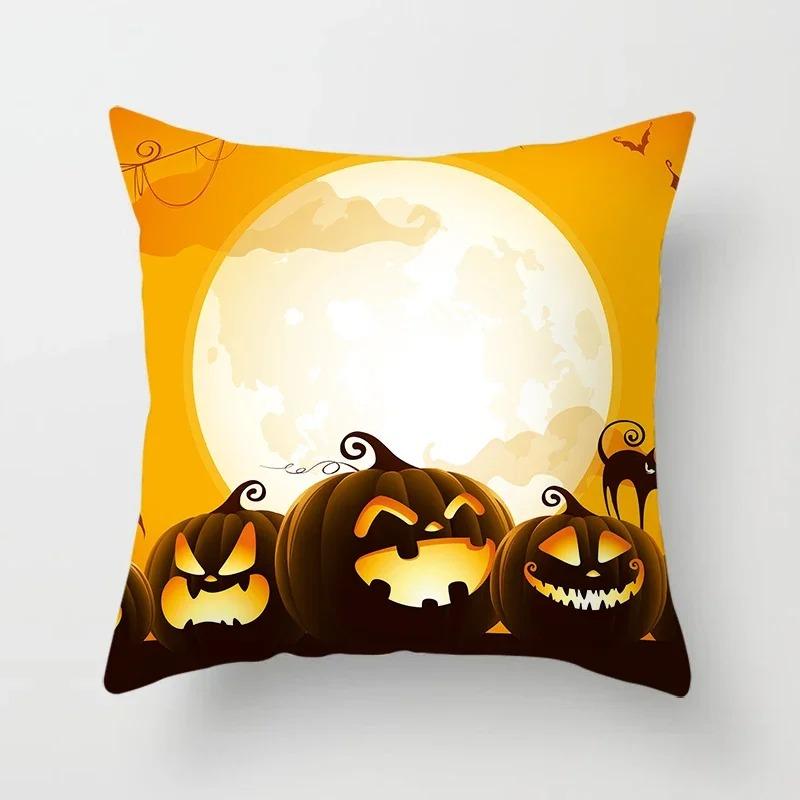 Halloween Theme Pillowcase Car Office Living Room Sofa Halloween Pumpkin Lantern Decoration Pillowcase