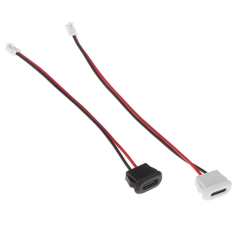 1pcs 2Pin USB-C Type Waterproof USB Contor Direct Compression Female Base Socket Charging Interface With Welding Wire