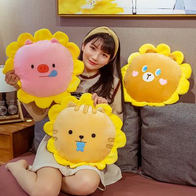 Super Soft Huggable Stuffed Animal Dog Bear Pig Cat Sunflower Pillow with Blanket Inside Plush Toy Lovely Kid Gift