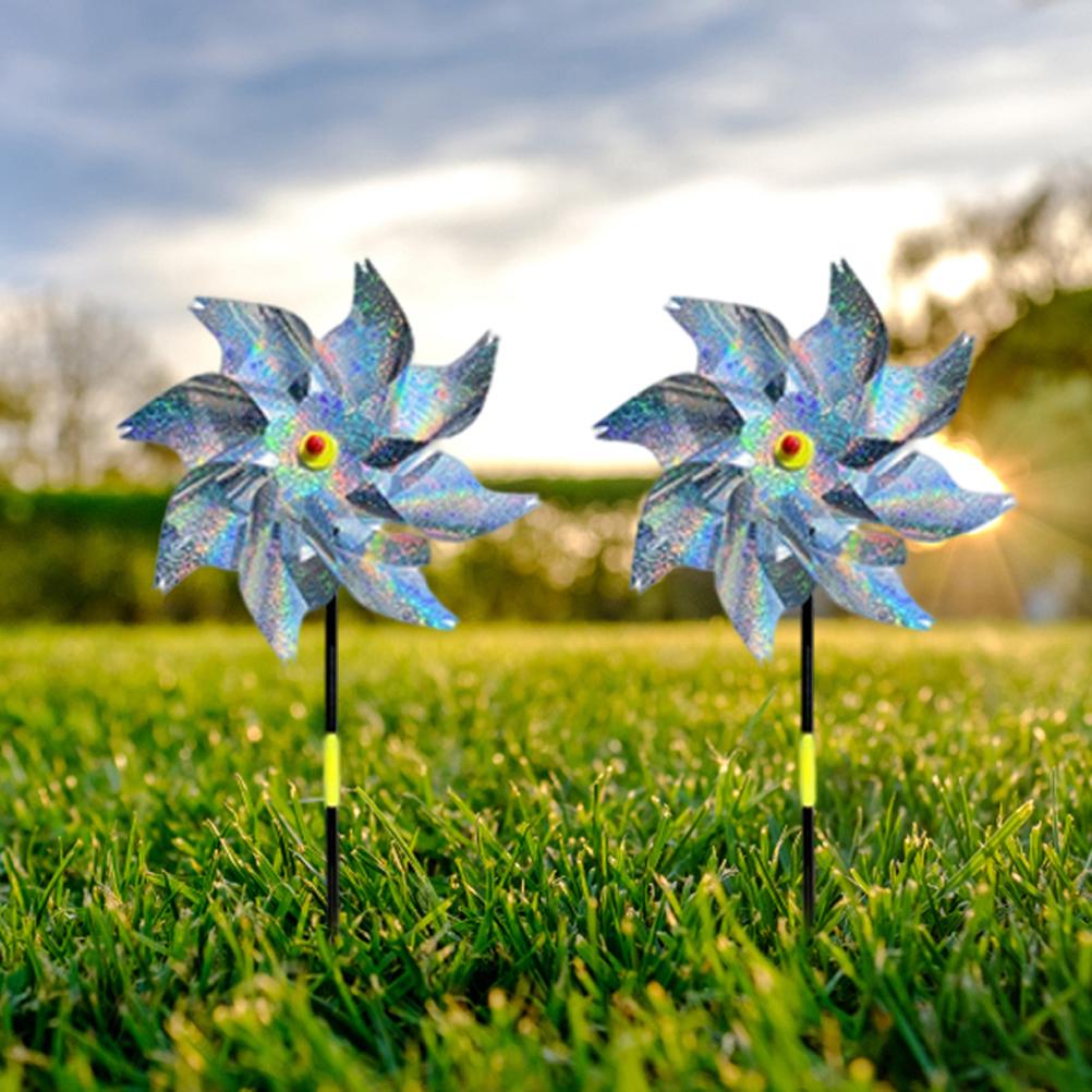 8Pcs Bird Repeller Pinwheel Reflective Garden Plant Flower Bird Repellent Windmill Garden
