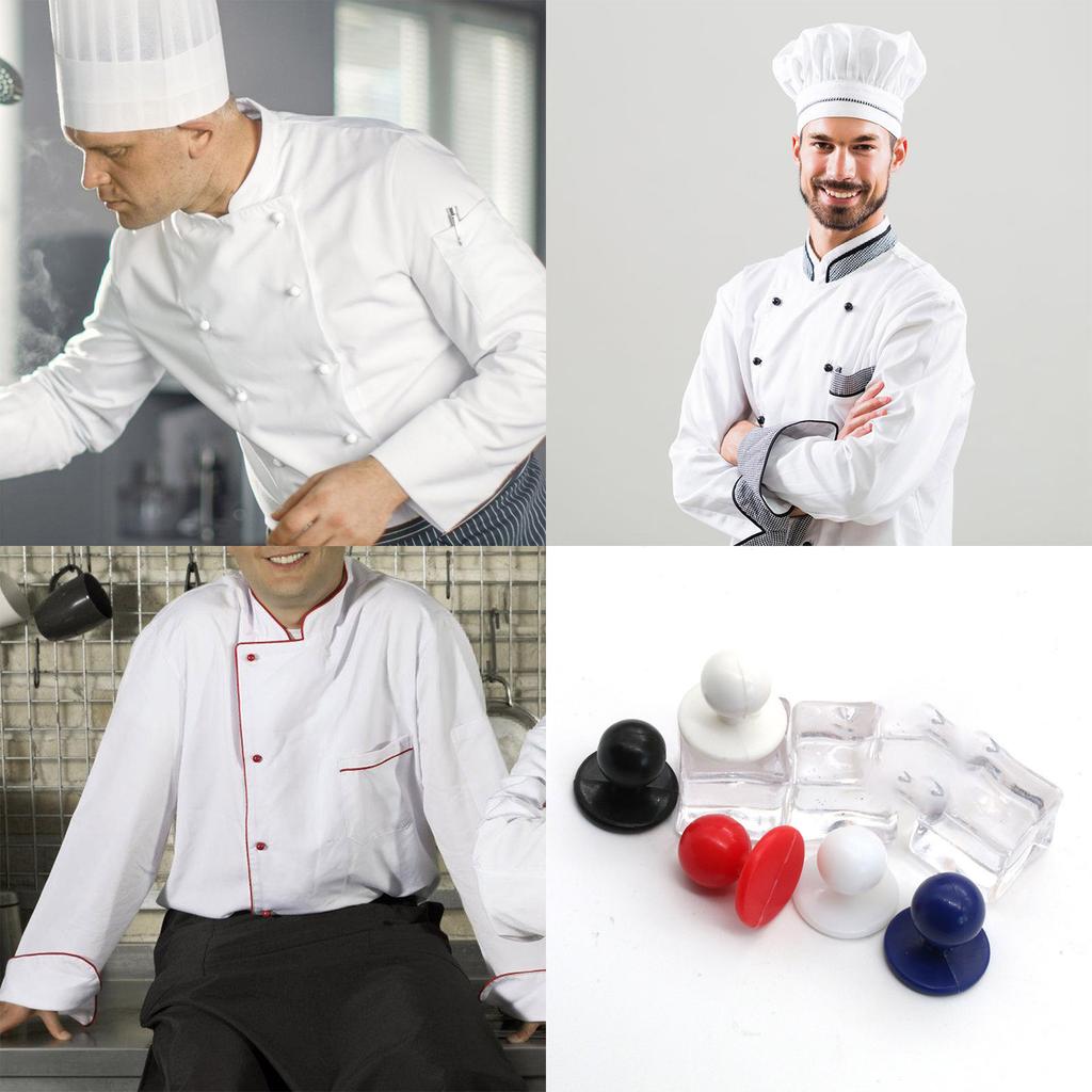 Pack Of 100 Chef Uniform Ball Buttons Nylon Plastic Round Buttons For Professional Kitchen Chef Clothing Accessories