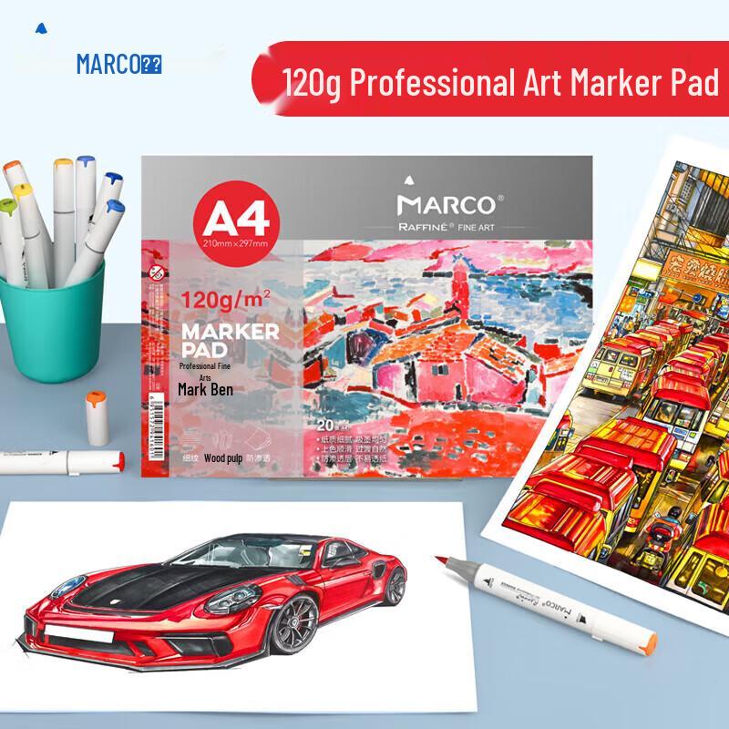 MARCO A4 Marker Paper Pad, 120G, 20 Sheets