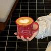 Homemade, New Year'S Red Flip Ceramic Cartoon, Eat Well, Water Cup Coffee Cup Gift